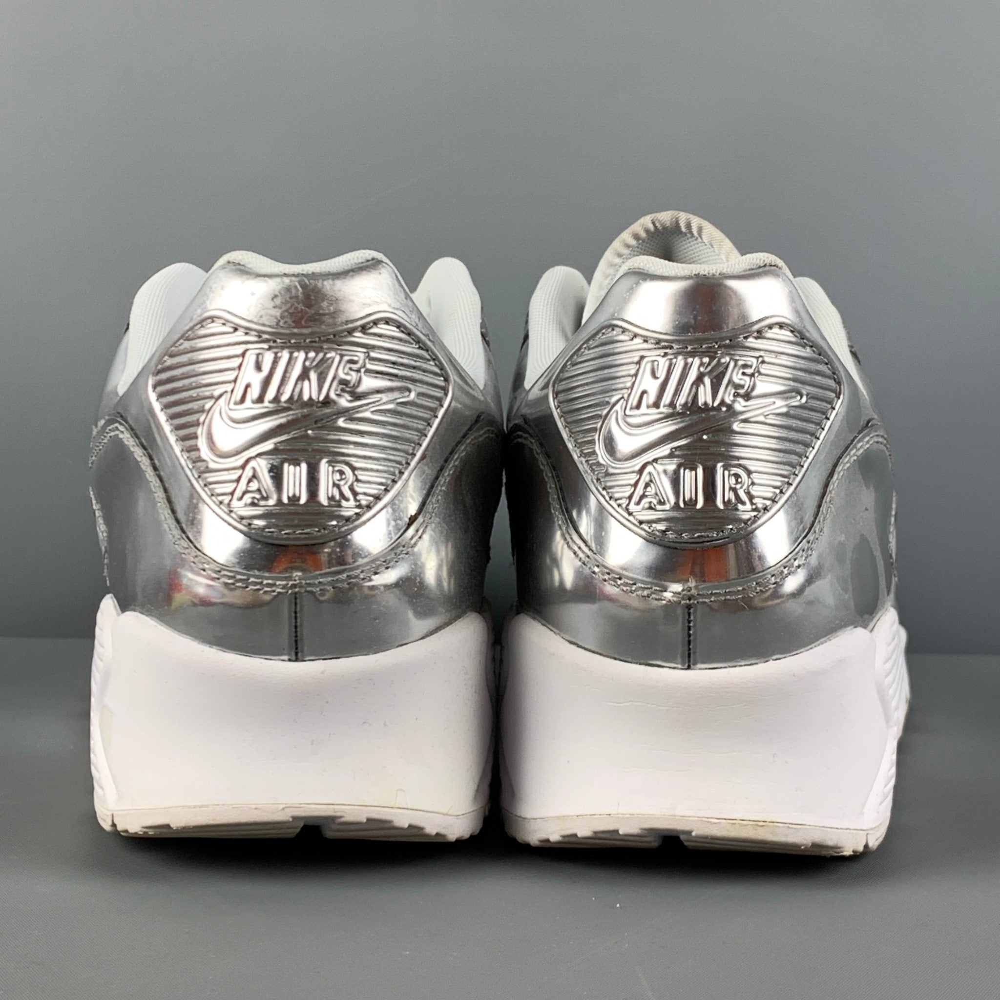 Nike Air Max 90 メタリックシルバー　28センチ NIKE Air Max 90 Size 12 Silver Metallic Leather Lace Up Sneakers