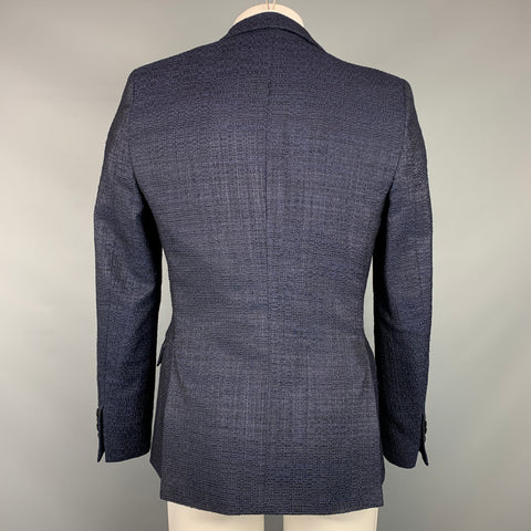 LORDS & FOOLS Size 40 Black Textured Wool Blend Peak Lapel Sport Coat