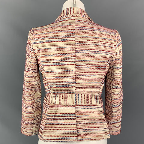MAJE Size 0 White & Red Cotton Embroidered Jacket