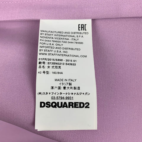 DSQUARED2 Talla 4 Chaqueta de algodón de seda lavanda Blazer