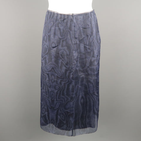 PRADA Taille US 6 / IT 42 Jupe droite crayon Moare en soie bleue