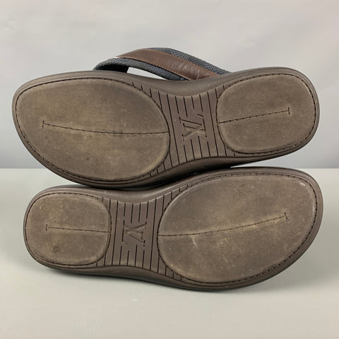 LOUIS VUITTON Size 10 Navy Brown Textured Nylon Sandals