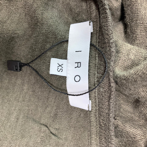 IRO Size XS Olive Distressed Linen Crew-Neck T-shirt