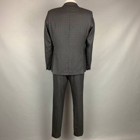 PAUL SMITH Size 42 Blue & Brown Checkered Wool Notch Lapel Suit