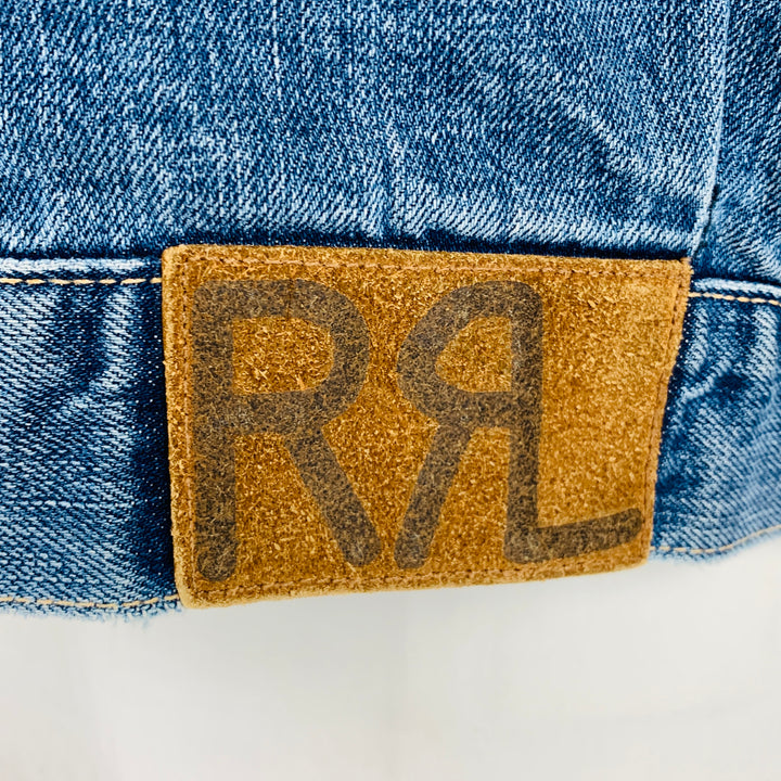 RRL by RALPH LAUREN Size XL Blue Wash Denim Trucker Jacket