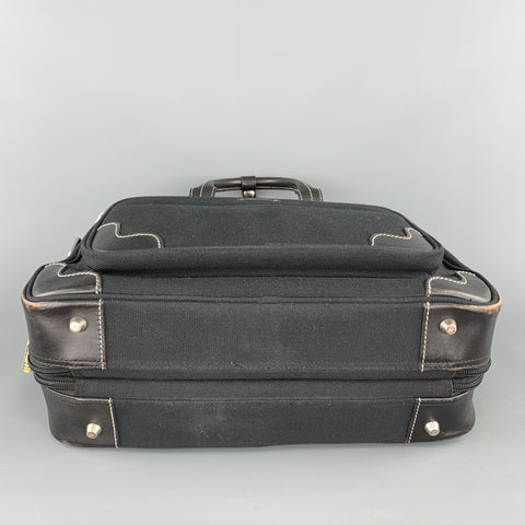 PAUL SMITH Contrast Stitch Black Canvas Leather Trim Work Bag