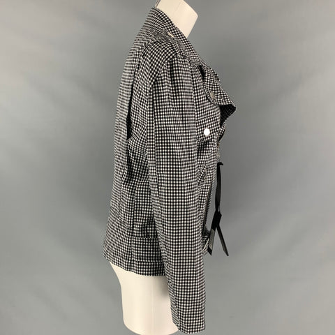 PINKO Size 6 Black & White Gingham Cotton Asymmetrical Jacket