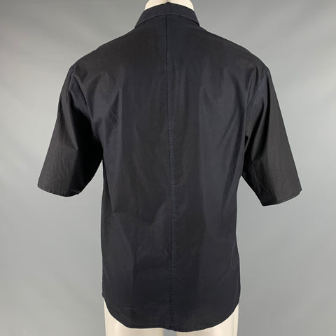 STEPHAN SCHNEIDER Size M Black Navy Color Block Short Sleeve Shirt