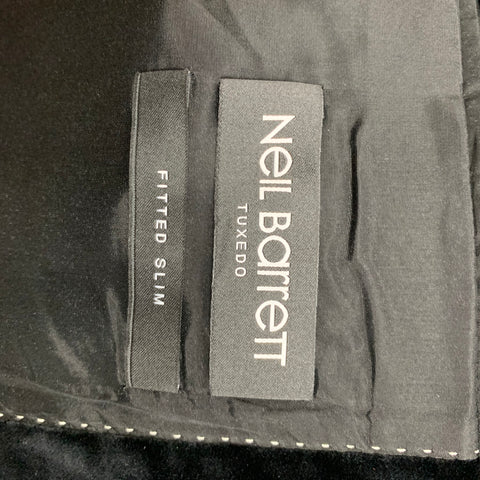 NEIL BARRETT Fitted Slim Size 42 Black Velvet Cotton Blend Notch Lapel Sport Coat