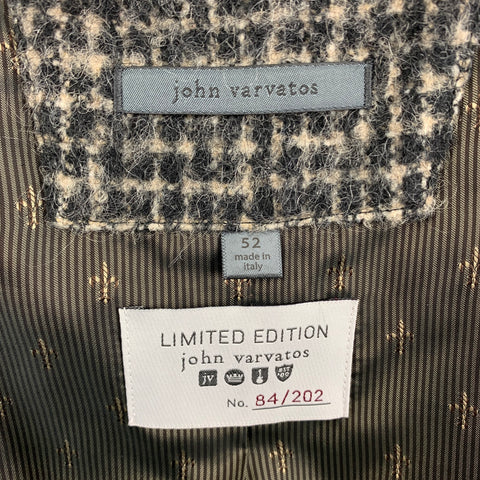 JOHN VARVATOS Limited Edition Size 42 Black Cream Checkered Single Breasted Coat