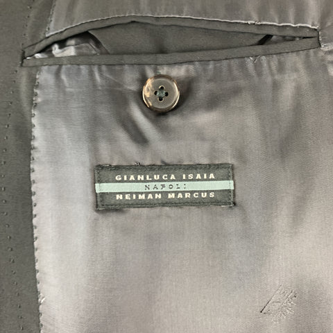 GIANLUCA ISAIA 46 Traje largo negro de lana lisa con solapa de muesca 40 x 36