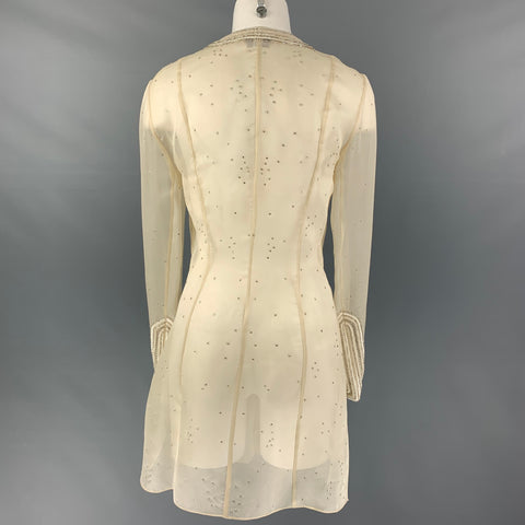 OSCAR DE LA RENTA Size M Cream Embroidered Tunic Dress Top