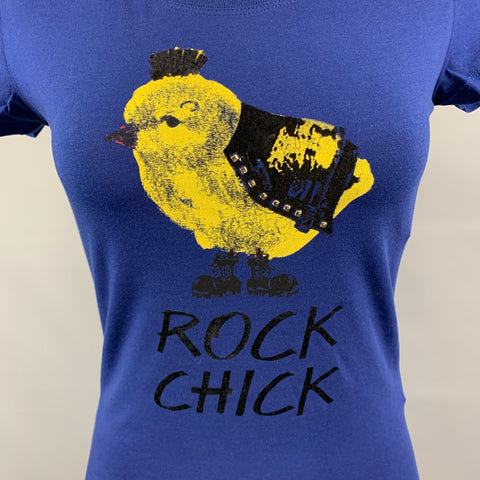 LOVE MOSCHINO Size 4 Navy & Yellow Rock Chick Graphic Print Cotton T-Shirt