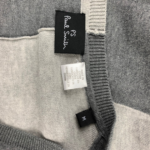PS by PAUL SMITH Size M Grey Color Block Cotton V-Neck Pullover