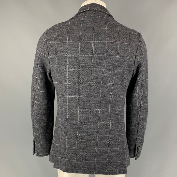 PORTS 1961 Size S Grey & Cream Window Pane Wool Blend Double Breasted Jacket