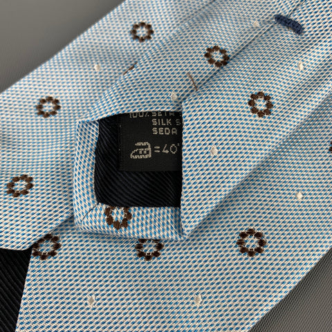 ERMENEGILDO ZEGNA Light Blue & Brown Jacquard Silk Tie