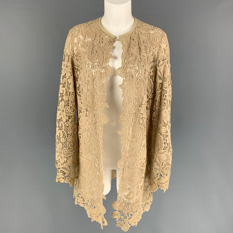 RALPH LAUREN Black Label Taille10 Manteau ouvert en dentelle de coton kaki