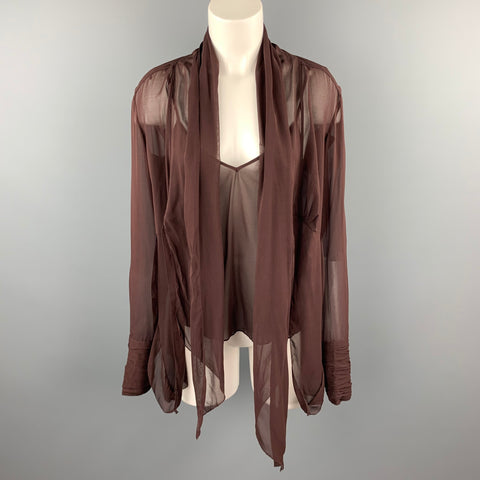 DONNA KARAN Taille 6 Blouse camisole en soie bordeaux à nouer