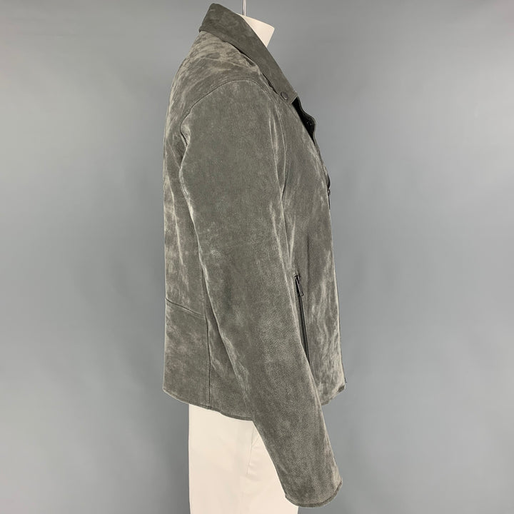 NOMINEE Size L Grey Suede Biker Jacket