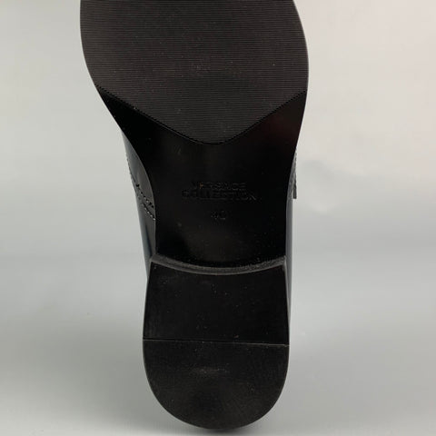 VERSACE COLLECTION Size 7 Black Patent Leather Monk Strap Loafers