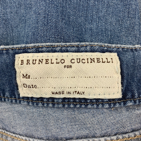 BRUNELLO CUCINELLI Size 32 Light Blue Washed Button Fly Jeans