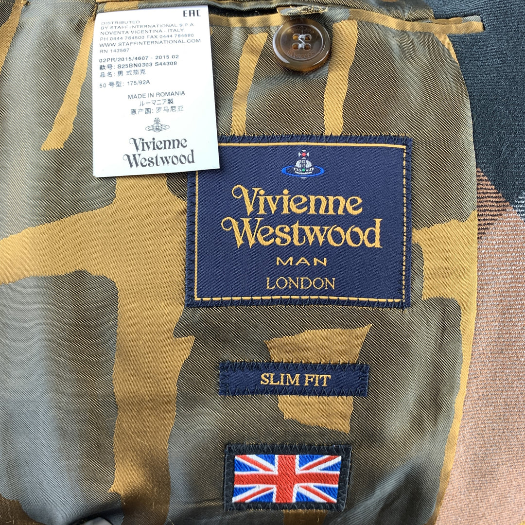 VIVIENNE WESTWOOD Size 40 Multi-Color Plaid Wool Peak Lapel Sport Coat