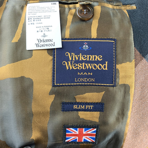 VIVIENNE WESTWOOD Size 40 Multi-Color Plaid Wool Peak Lapel Sport Coat