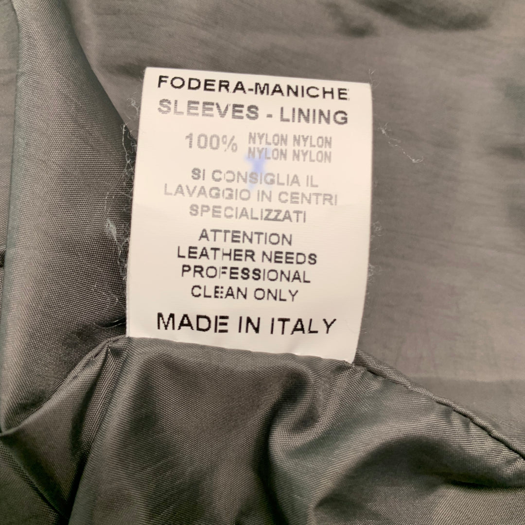 GIORGIO BRATO Size 6 Grey Leather Distressed Zip Up Jacket