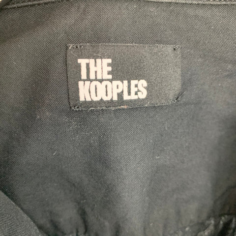THE KOOPLES Size L Black Solid Cotton Hidden Placket Long Sleeve Shirt