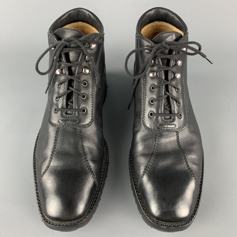 GRAVATI by ARTHUR BEREN Size 8.5 Black Leather Lace Up Rubber Sole Ankle Boots