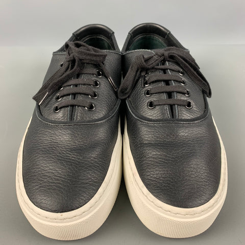 SAINT LAURENT Size 8.5 Black Leather Low Top Sneakers