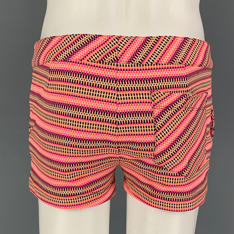 MR TURK Talla 32 Bañador de poliéster con estampado rosa y naranja