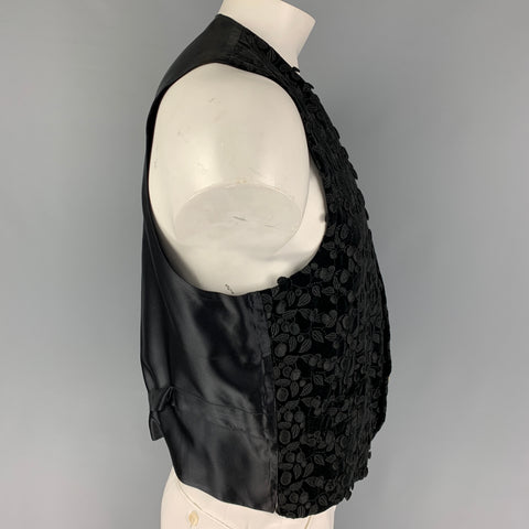 FAVOURBROOK Talla 44 Chaleco abotonado de terciopelo de algodón con apliques negros