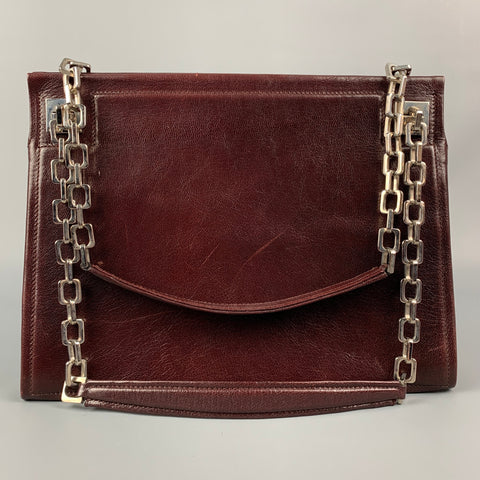Vintage BALLY Burgundy & Silver Leather Shoulder Bag