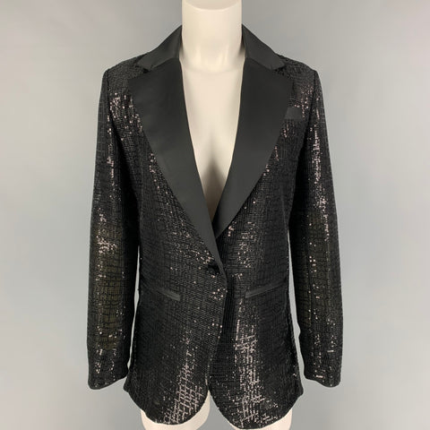 EMPORIO ARMANI Chaqueta con lentejuelas de poliéster negro talla 4 Blazer