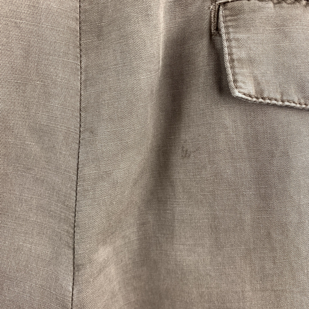 BRUNELLO CUCINELLI Taille 28 Pantalon décontracté en lin / coton beige avec cordon de serrage