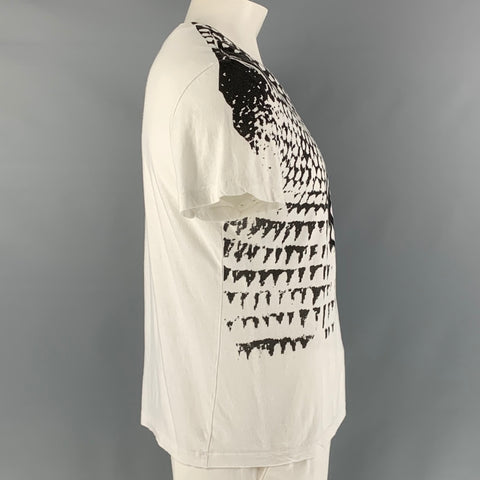 JUST CAVALLI Taille L T-shirt en coton graphique blanc et noir