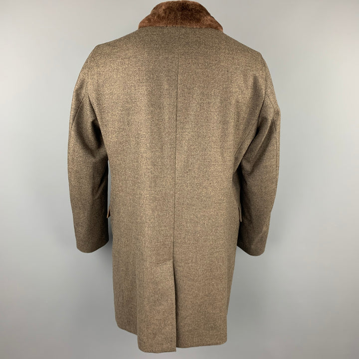 LORO PIANA Storm System Size 46 Taupe Heather Wool / Cashmere Fur Collar Coat