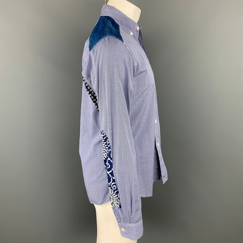 JUNYA WATANABE Size M Navy & White Checkered Cotton Button Down Long Sleeve Shirt