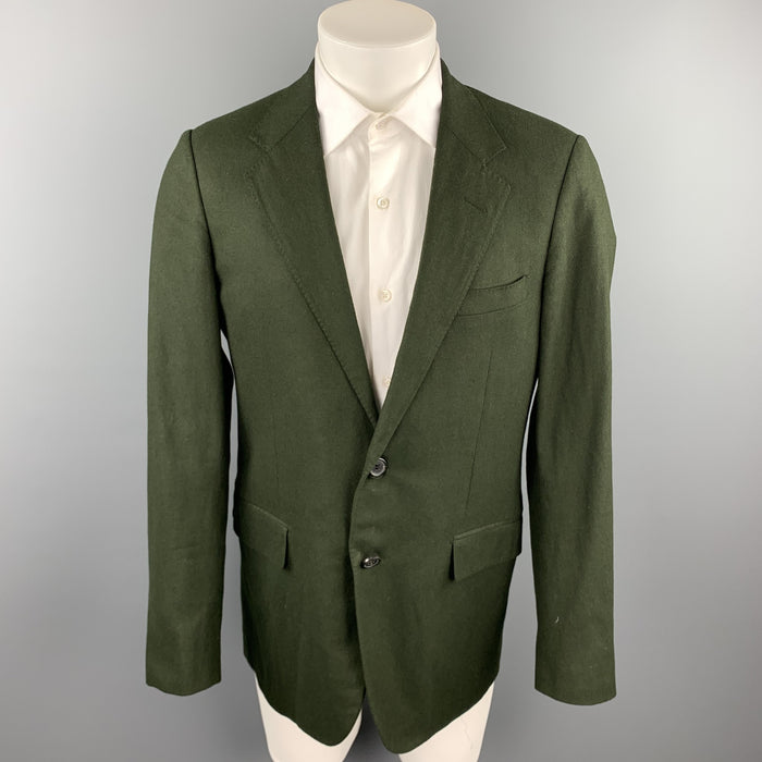 LANVIN Size 40 Regular Hunter Green Wool Blend Sport Coat