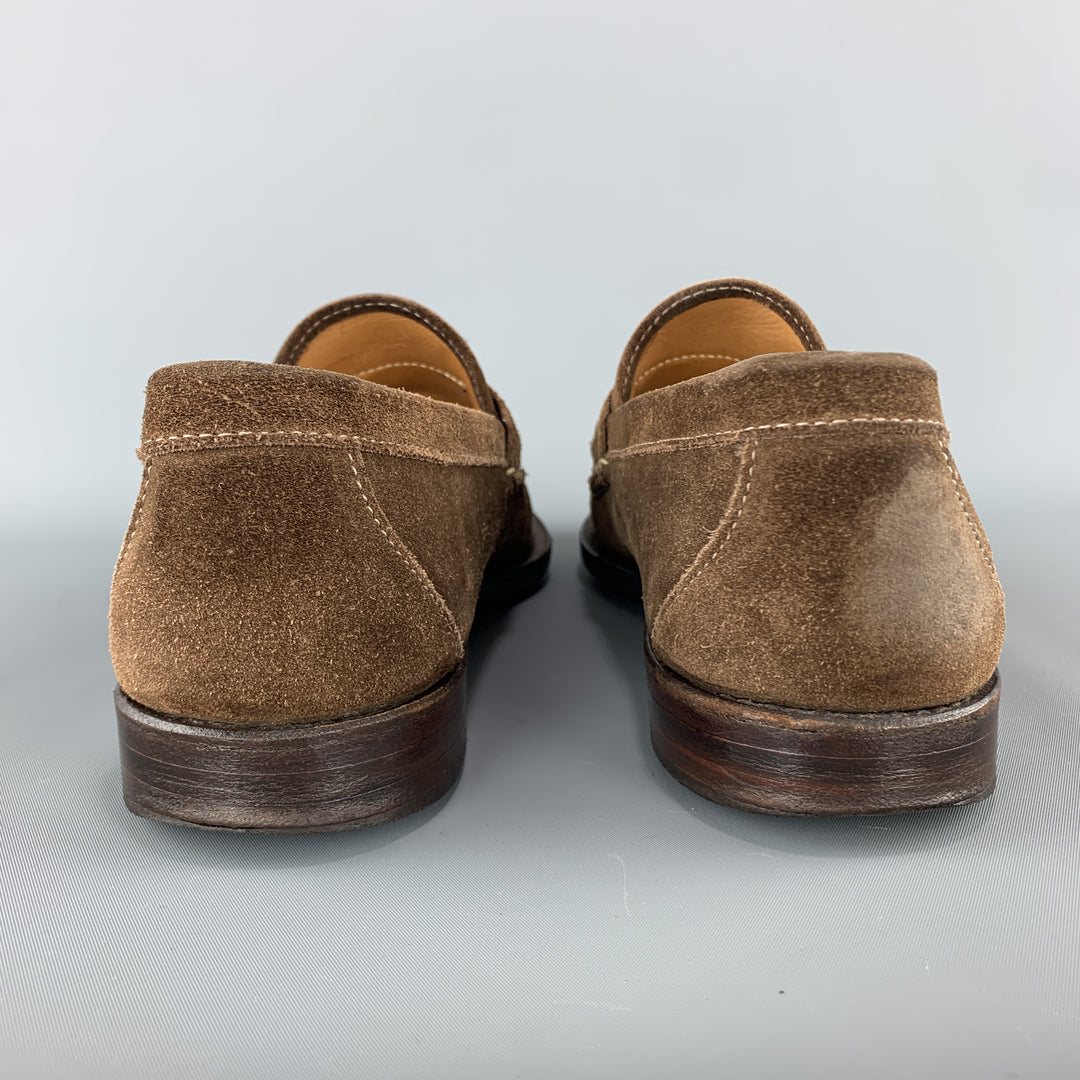 ALLEN EDMONDS Size 11 Brown Contrast Stitch Slip On Penny DOVER Loafers