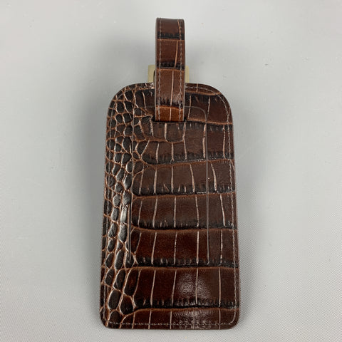 Étiquettes de bagage en cuir marron alligator gaufré GUMP'S