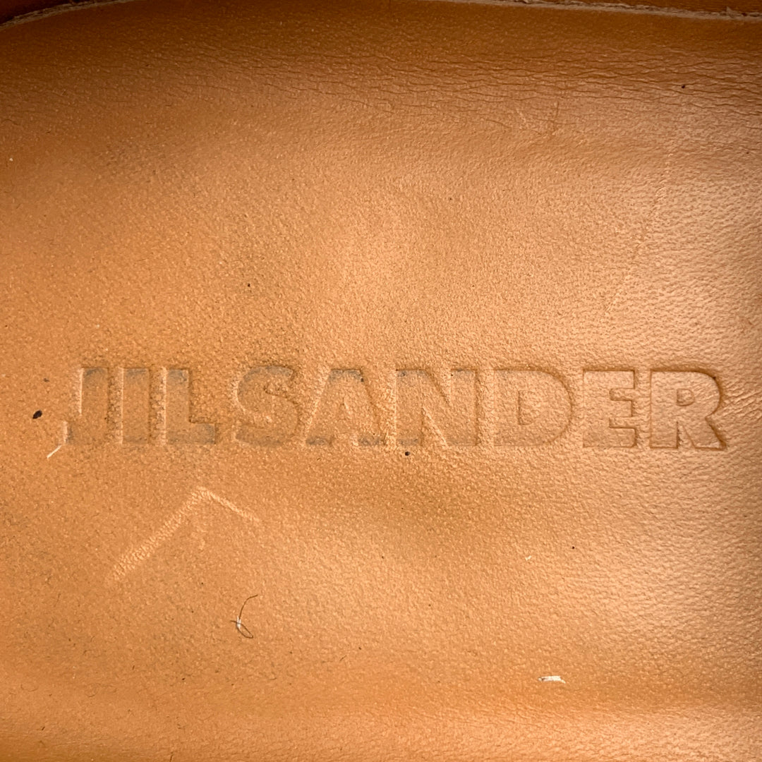 JIL SANDER Size 9 Black Patent Leather Lace Up Shoes
