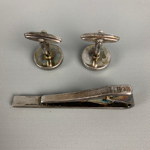 DUNHILL Silver Gold Textured Metal Cuff Links