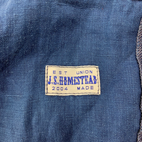 J.S. HOMESTEAD Size L Indigo Patchwork Linen Notch Lapel Coat