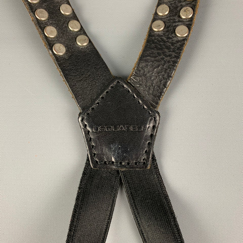 DSQUARED2 Black Studded Leather Suspenders