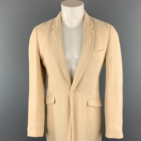 COMME des GARCONS HOMME PLUS Size S Beige Woven Hemp Notch Lapel Coat