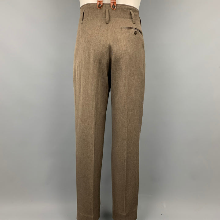 PAUL SMITH Taille 34 Pantalon habillé en laine olive / viscose mélangée