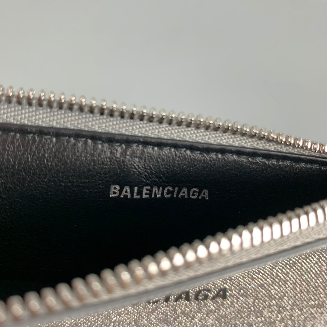 BALENCIAGA Silver Gliter Credit Card Holder Wallet