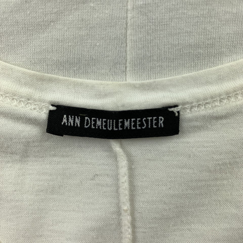 ANN DEMEULEMEESTER Size 6 White Graphic Cotton Tank Top
